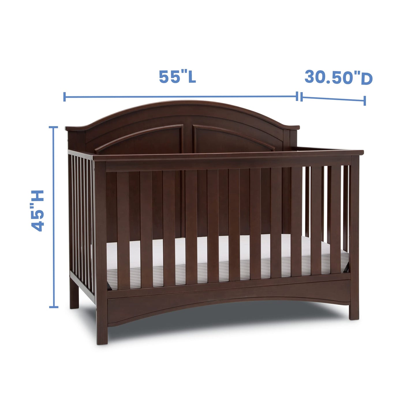 Delta Children Perry 6-in-1 Convertible Crib - Greenguard Gold Certified, Bianca White