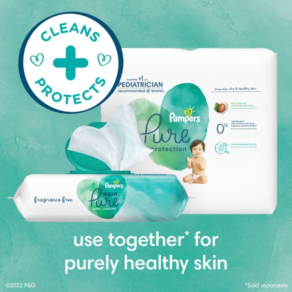 Pampers Baby Wipes Aqua Pure, 99% water-based wipes, Hypoallergenic and Unscented Infant Wipe, 896 Total (16 Flip-Top Packs)