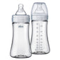 Chicco Duo 5oz. Hybrid Baby Bottle with Invinci-Glass Inside and Plastic Outside | Dishwasher, Bottle Warmer, and Electric Sterilizer Safe | Intui-Latch Nipple | Clear/Grey, 2pk