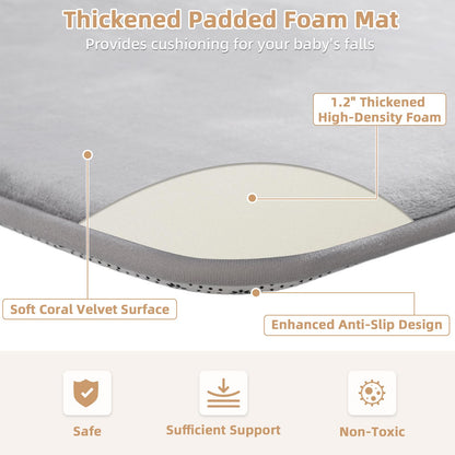Thick Baby Play Mat for Floor,50 x 50 Playpen Mat,Tummy Time Foam Mat,Ultra Soft Support & Plush Feel,Easy Care with Non-Slip Cushioned for Infant,Kids and Toddler Crawling,Beige
