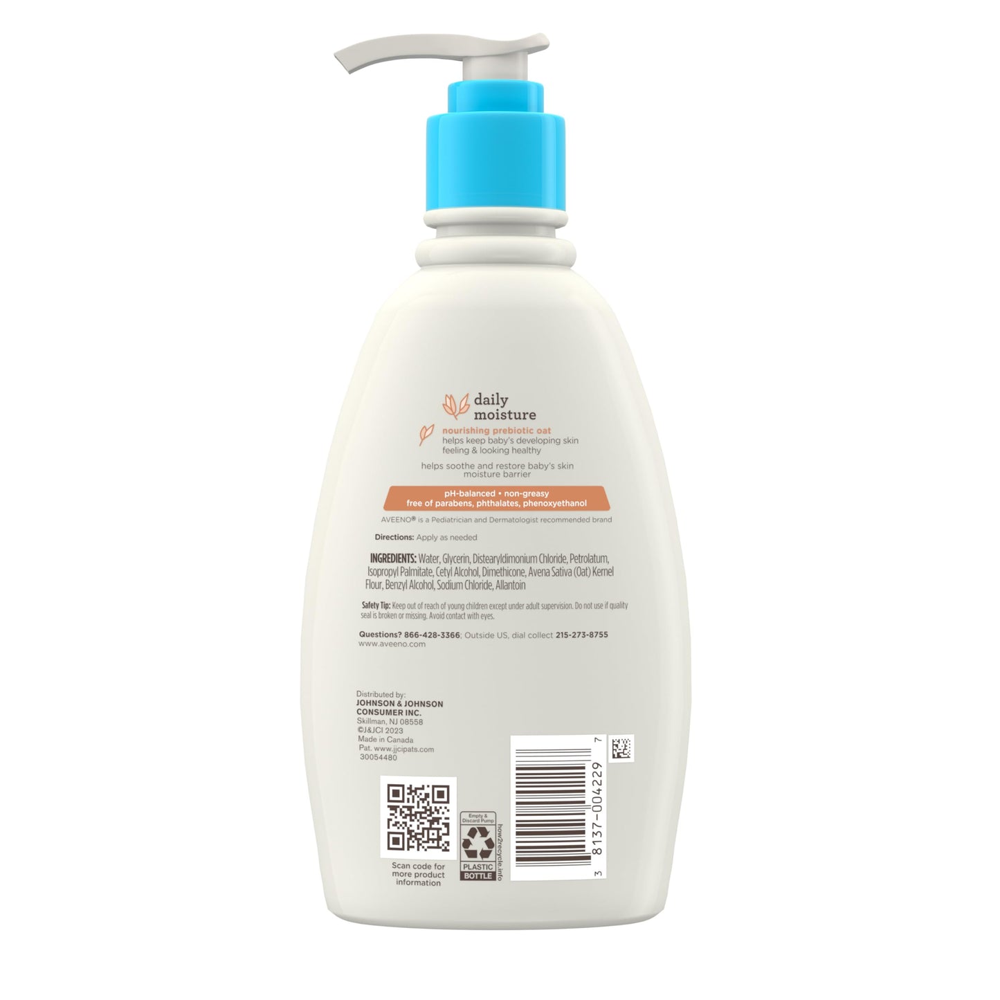 Aveeno Baby Daily Moisture Gentle Body Wash & Shampoo with Oat Extract, 2-in-1 Baby Bath Wash & Hair Shampoo, Tear- & Paraben-Free for Hair & Sensitive Skin, Lightly Scented, 18 fl. oz