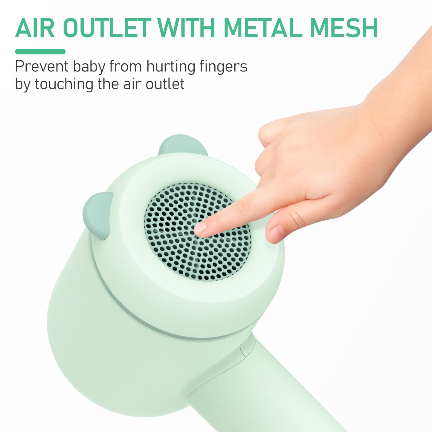 Cordless Baby Hair Dryer for Infant, Low Heat Gentle Air Rechargeable Small Hair Blow Dryer for Baby Butt Skin with 3 Speed Settings, 0-3 Years Using (Khaki)
