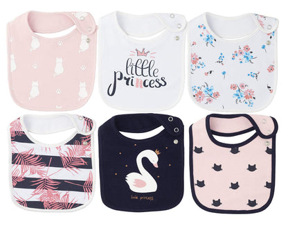 Maiwa 6 Pack Waterproof Cotton Baby Bibs for Girls Boys for Drooling Eating with Snaps