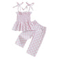 Toddler Baby Girl Clothes Tie-Up Strap Ruffle Camisole Tops Linen Pants Set Little Girls Summer Outfits