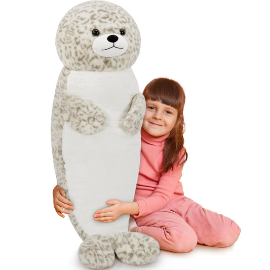 Tezituor 43.3 inch Giant Whale Stuffed Animal, Large Stuffed Whale Plush Ocean Toys, Hugging 4ft Soft Whale Plush Pillow for Girls Boys