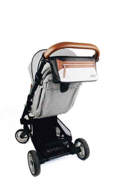 Itzy Ritzy Adjustable Stroller Caddy and Organizer Bag Featuring Front Zippered Pocket, 2 Built-in Interior Pockets & Adjustable Straps to Fit Nearly Any Stroller (Chai)