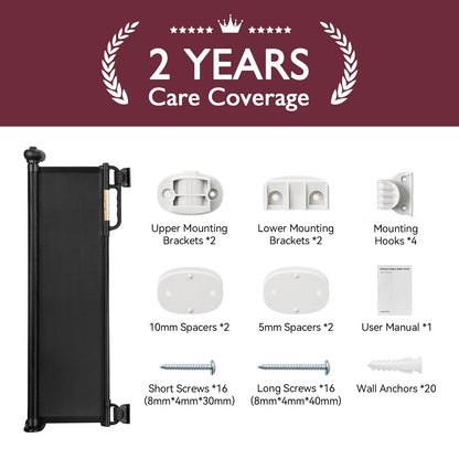 Momcozy Retractable Baby Gate, 33" Tall, Extends up to 55" Wide, Child Safety Baby Gates for Stairs, Doorways, Hallways, Indoor, Outdoor