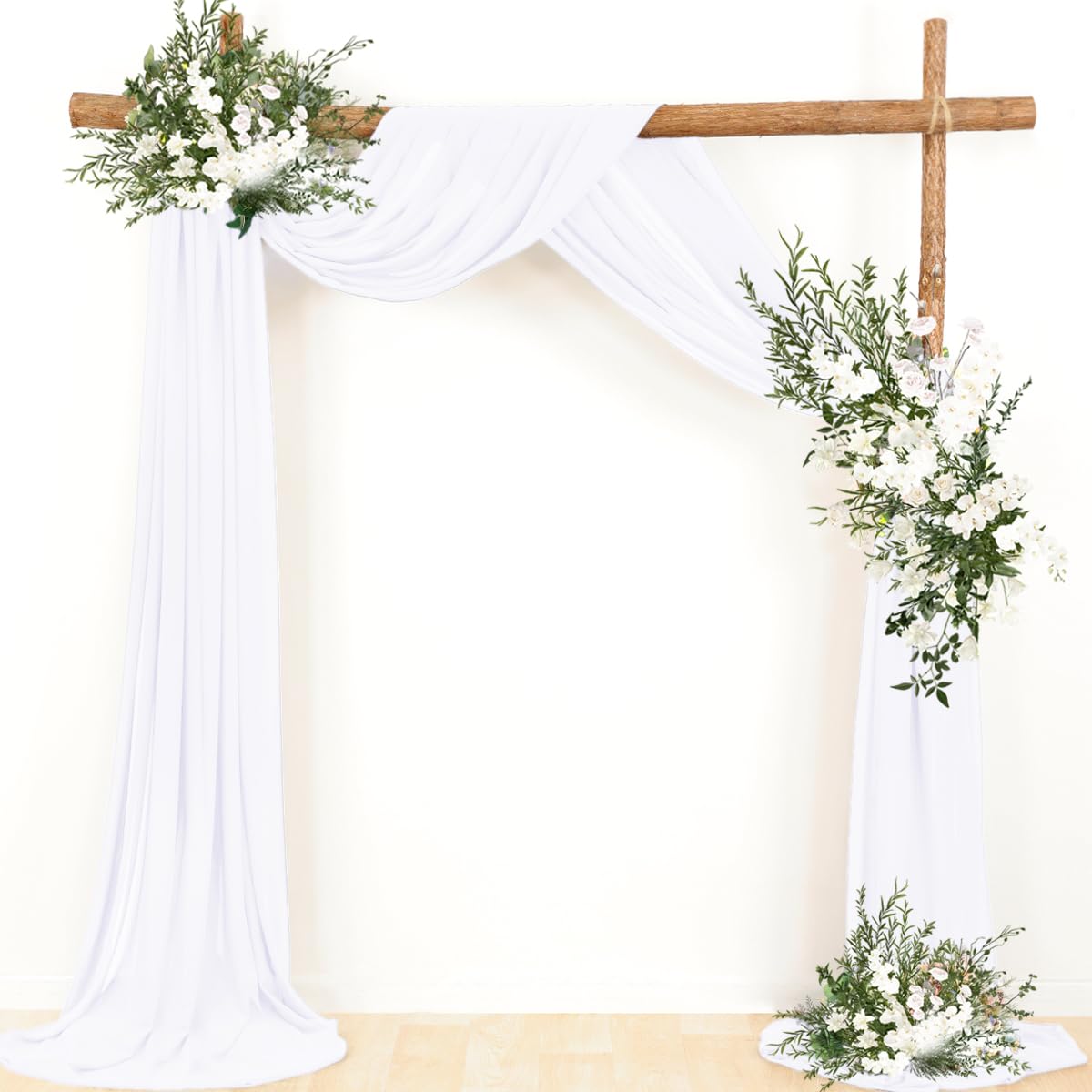 Wedding Arch Draping Fabric 2 Panels 30'' x 18FT Sage Green Sheer Chiffon Arch Drapery for Bridal Shower Backdrop Outdoor Party Church Ceremony