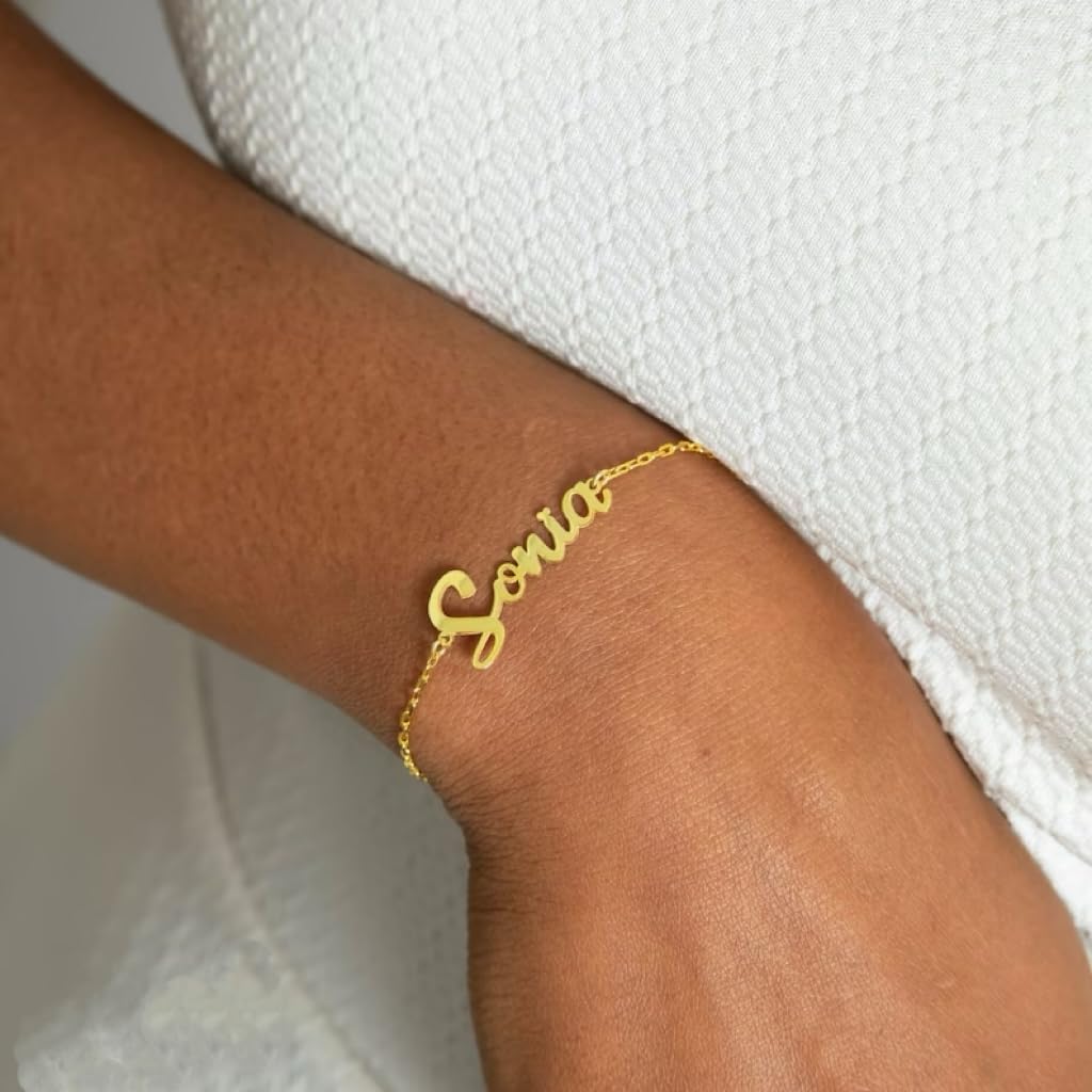 Custom Bracelet with Name 18K Gold Plated Personalized Name Ankle Bracelet Adjustable, Customized Beach Jewelry Gifts for Women Girlfriend