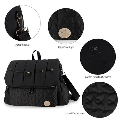 Lmbabter Diaper Bag Backpack Convertible Messenger Bag Travel Backpack Maternity Bags Stylish Baby Bag with Changing Pad for Mom (Brown)