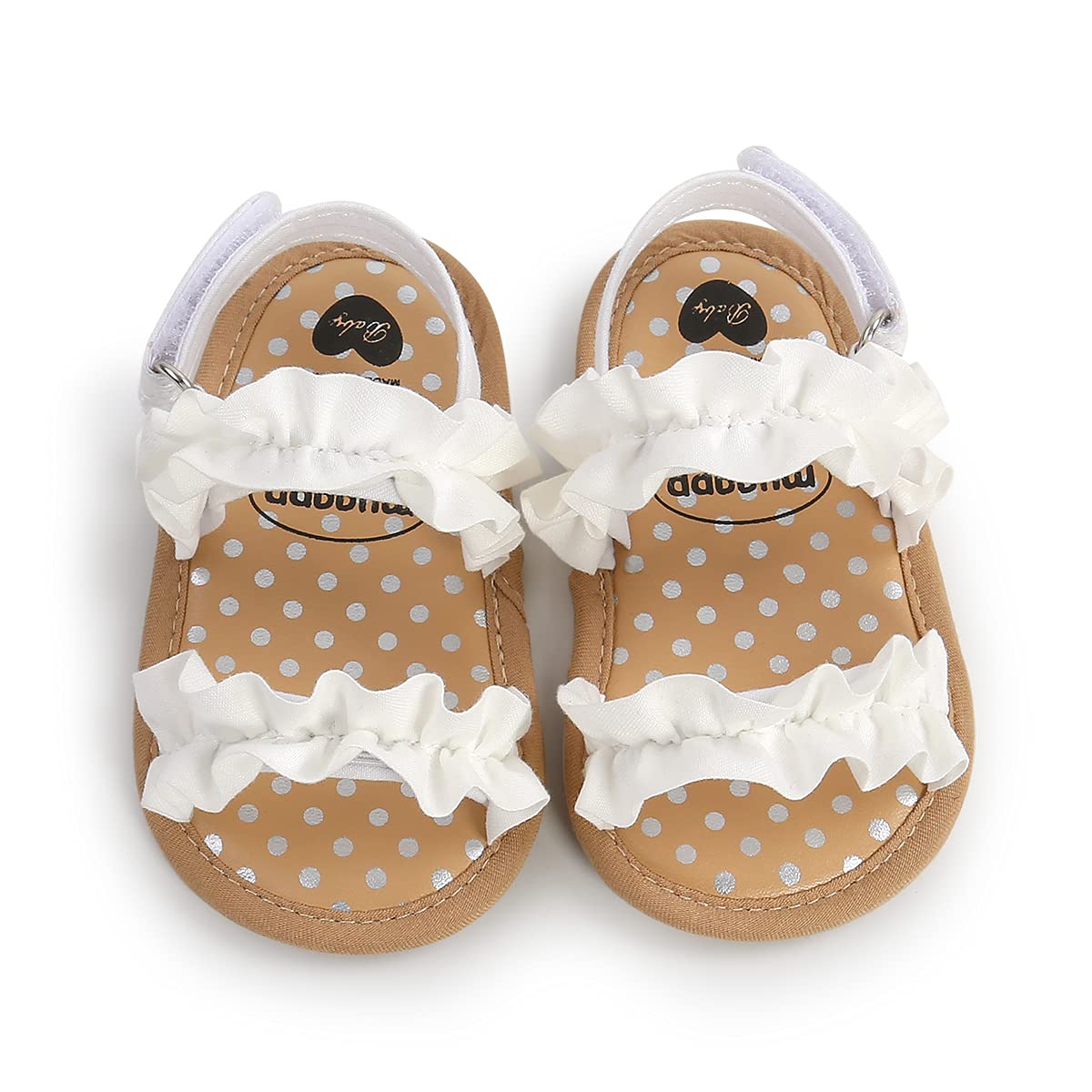 CoKate Baby Girls Sandals Ruffle Bowknot Premium Soft Sole Anti-Slip Open Toe Breathable Summer Outdoor First Walker Shoes Baby Sandals 0-3 months girls