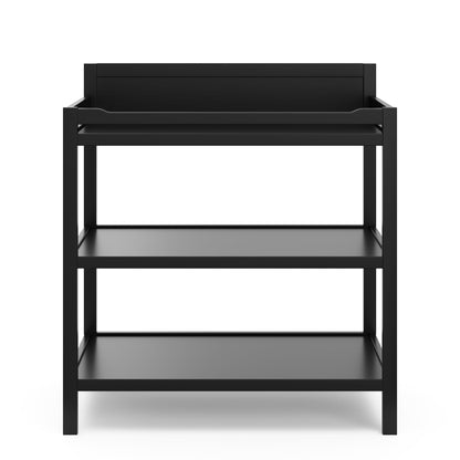 Storkcraft Alpine Changing Table (Black) – GREENGUARD Gold Certified Nursery Changing Table, Includes Water-Resistant Changing Pad, 2 Shelves for Nursery Storage and Organizing