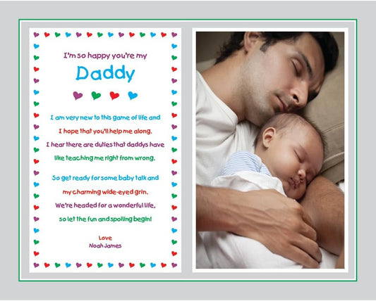 Daddy Gift from Newborn, New Dad Sweet Poem for His Birthday or Father's Day from Son, Daughter or Twins, 8x10 Inch Print Personalized with Name and Photo