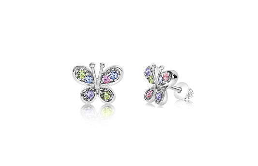 Crystal Butterfly Kids Baby Girl Earrings With Elements