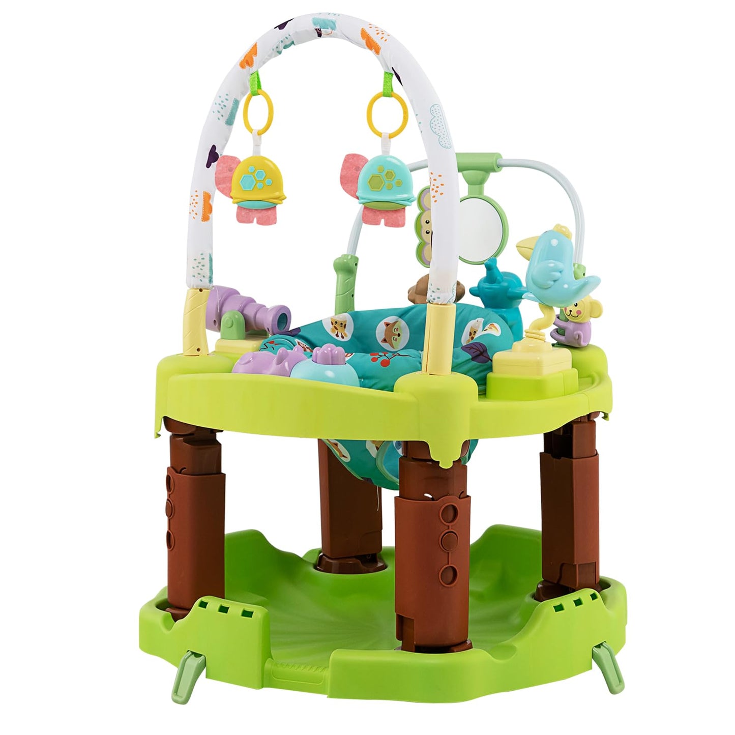 HOMGX Baby Bouncer Activity Center, 3 in 1 Baby Jumper Center & Infant Playtime Mat & Activity Table w/Baby Toys, 3 Adjustable Heights & 360° Rotatable Seat, Exersaucer for Toddlers (Green)