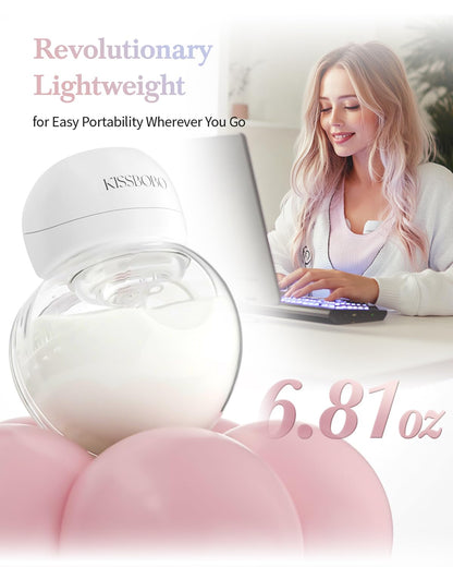 ABP-1508 Hands Free Breast Pump Wearable with Storage Bag, Wearable Breastfeeding Pump Strong Suction, Low Noise, 3 Modes 9 Levels, with 21/24mm Insert/Flange, 2 Pack (White)