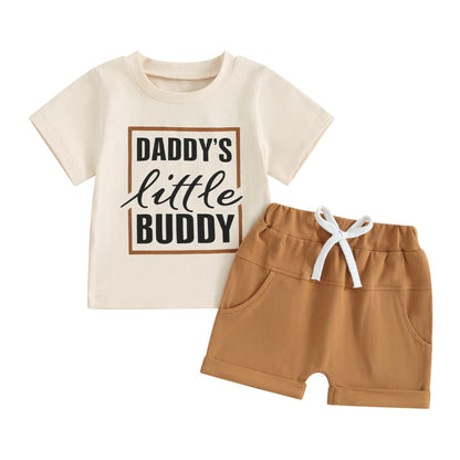 NZNDSHD Baby Boy Summer Clothes Daddys/Mamas Boy Matching Outfit Short Sleeve Embroidery T-shirt Plaid Toddler Shorts Set