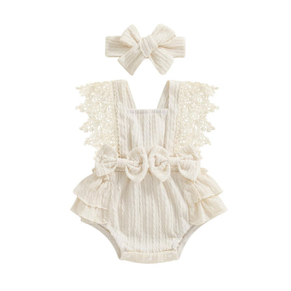 Douhoow Infant Baby Girl Plaid Romper Baby Short Sleeve Pleated Romper Bodysuit Summer Spring Outfits