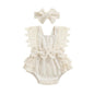 Douhoow Infant Baby Girl Plaid Romper Baby Short Sleeve Pleated Romper Bodysuit Summer Spring Outfits