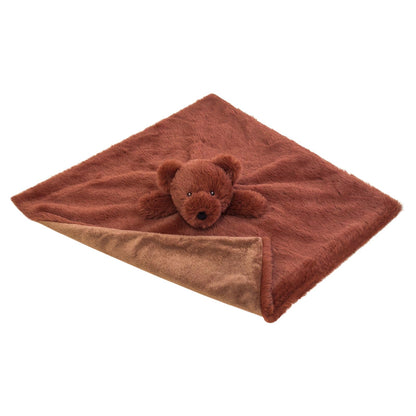 Baby Brown Teddy Bear Soft Stuffed Animal Security Blanket, Plush Bear Character Lovey Blanket, Baby Shower/Nursery Gift, Newborn Infant Toddler Snuggle Blankie for Girls Boys, 14 Inches