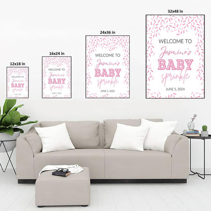 Personalized A Little Snowflake Is On The Way Welcome Sign, Pink, Girl, Winter Baby Shower Canvas
