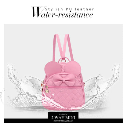 KL928 Girls Bowknot Polka Dot Cute Mini Backpack Small Daypacks Convertible Shoulder Bag Purse for Women