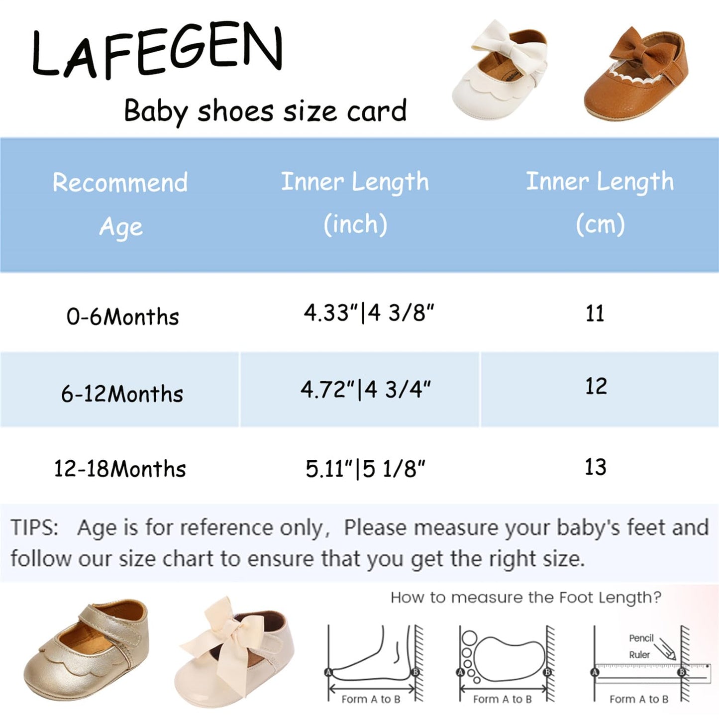 LAFEGEN Baby Girls Mary Jane Flats with Bownot Non Slip Soft Sole PU Leather Newborn Infant Toddler First Walker Cirb Dress Shoes