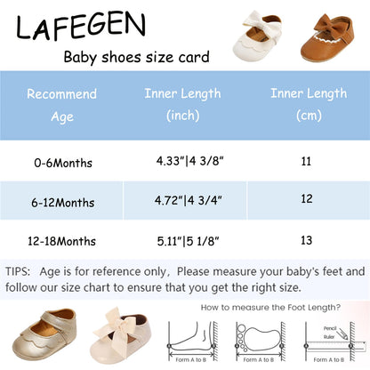 LAFEGEN Baby Girls Mary Jane Flats with Bownot Non Slip Soft Sole PU Leather Newborn Infant Toddler First Walker Cirb Dress Shoes