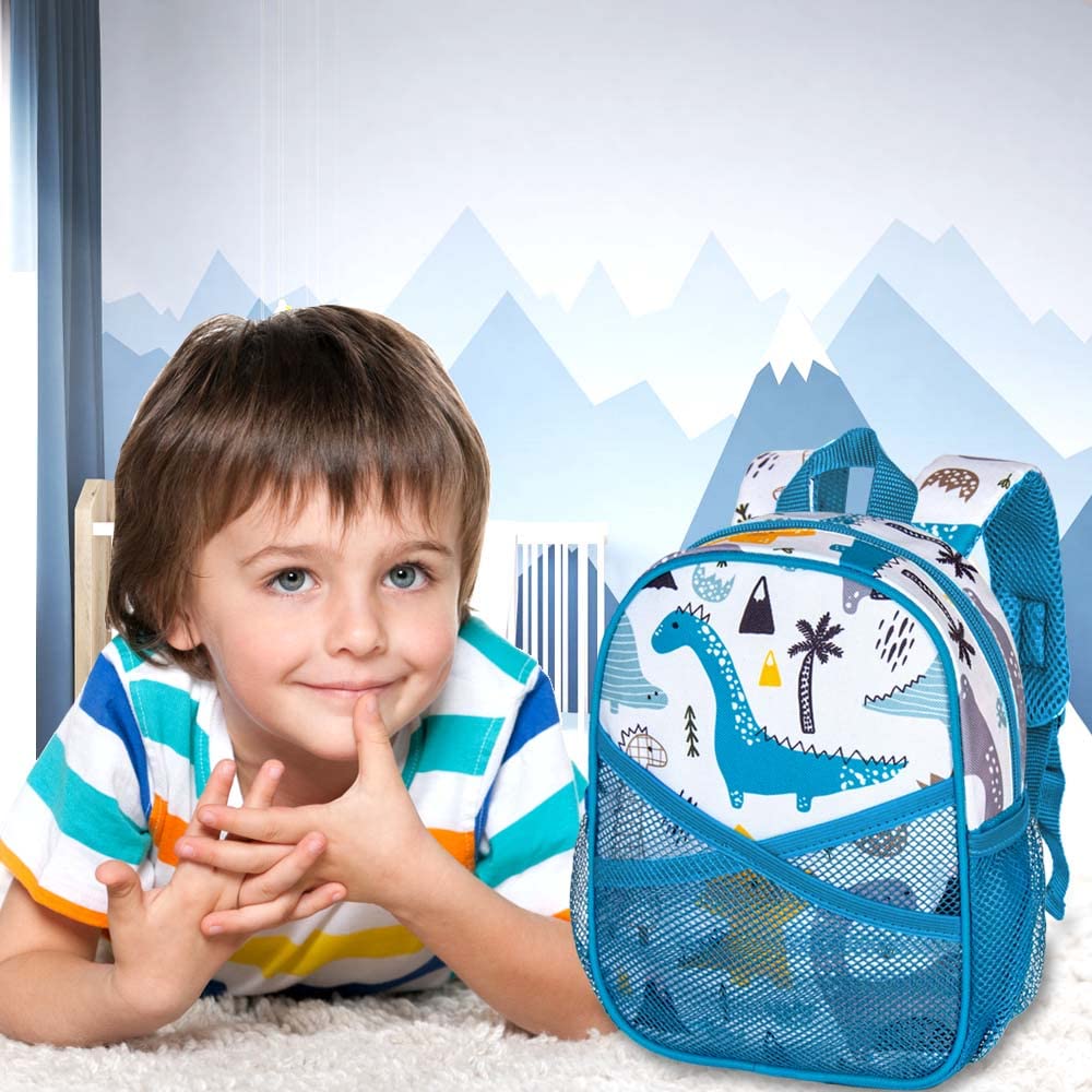 AGSDON Toddler Backpack Leash, 9.5" Safety Harness Dinosaur Bag - Removable Tether
