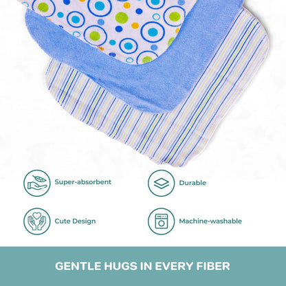 Spasilk Baby Bath Hooded Terry Towel with 3 Washcloths, Baby Bath Essentials, One Size, Blue Whale