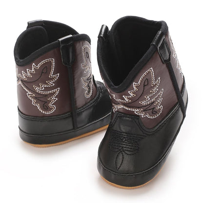 Kuner Baby Cowboy Boots Western Boots Toddler Cowboy Bootie Soft Sole Non-Slip Crib Shoes for Infant Boys Girls0-18 Months