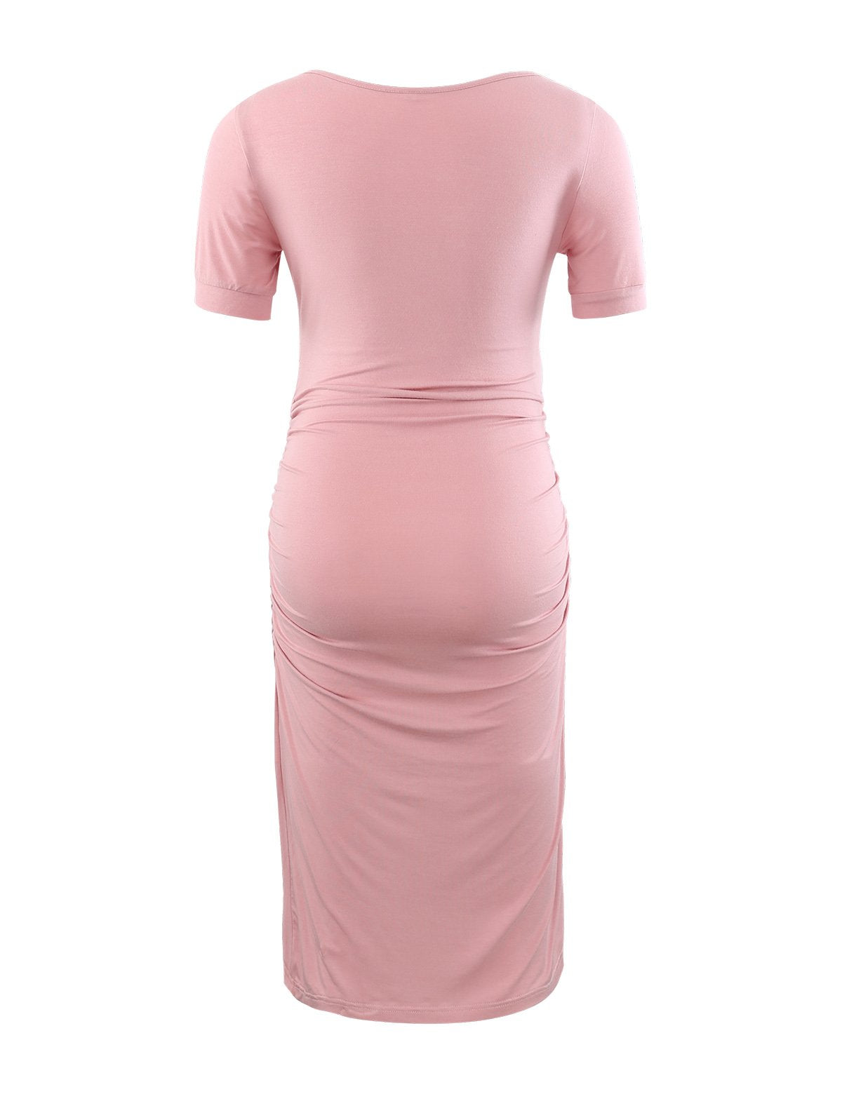 Peauty Everyday Essentials Maternity Bodycon Dress Side Ruch & Short Sleeve Dress for Baby Shower Daily (S-2XL)