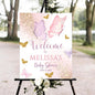 Printable Sign, Butterfly Baby Shower Welcome Sign, 12 x 18 inches to 24 x 36 inches, Corrugated Plastic, Romantic Style