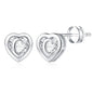 IEFWELL Heart Stud Earrings for Girls Women, S925 Sterling Silver Studs Hypoallergenic Earrings CZ Heart Earrings Initial Earrings for Teen Girls Kids Jewelry for Girls Gifts