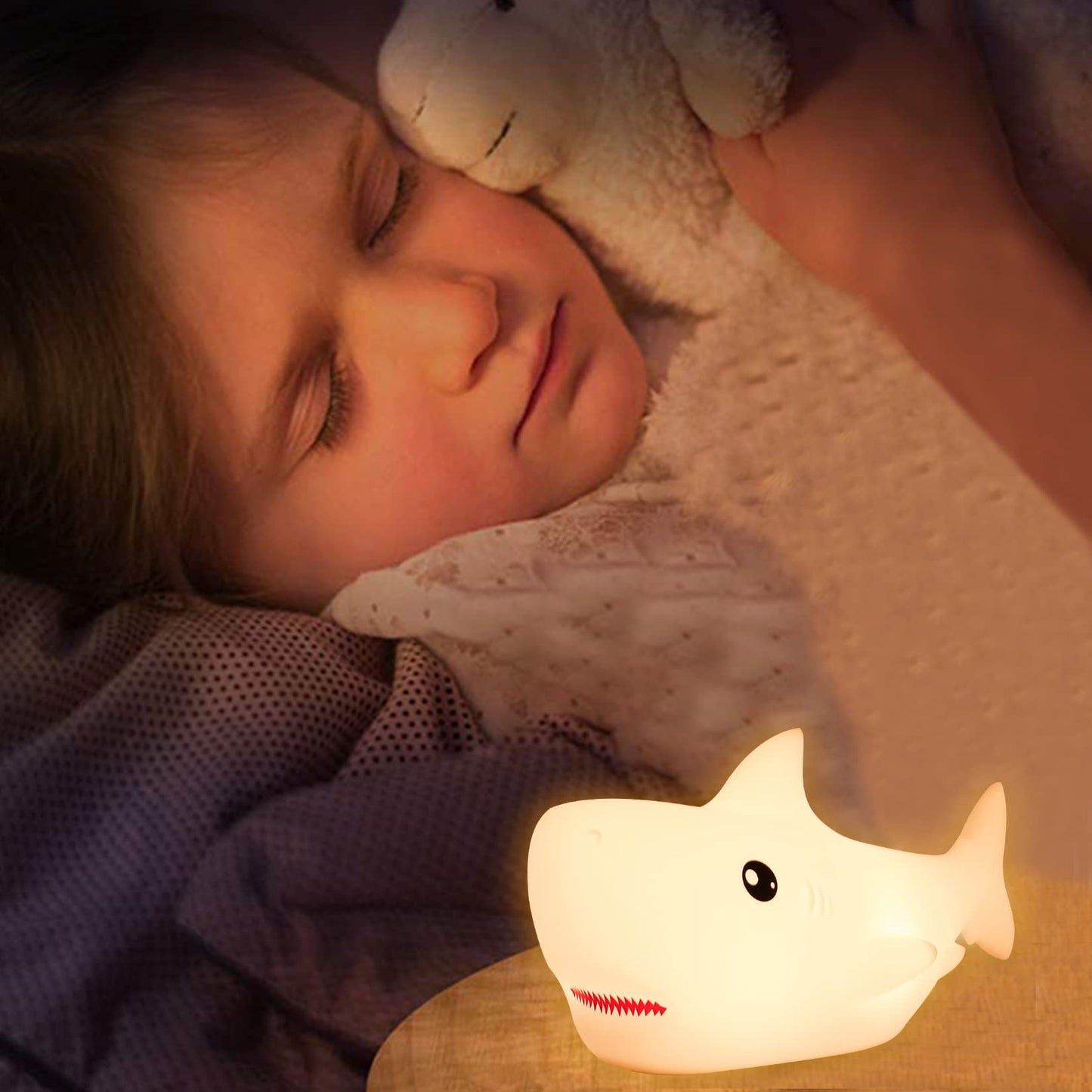 ZKLiLi Shark Night Light for Kids, Shark Lights for Boys & Girls - Christmas Gifts, Kids & Teens Room Decor, Silicone Animal Night Lamp Gift