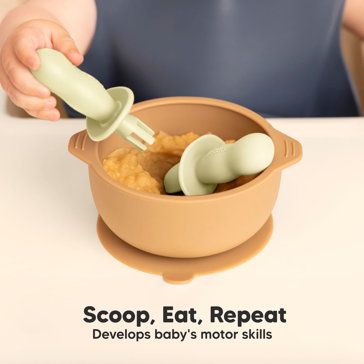 KeaBabies 4-Pack Silicone Baby Spoons and Forks Set - Baby Led Weaning Utensils 6-12 Months, Self Feeding Toddler Spoon & Fork for Training, Teething, Easy to Hold, BPA-Free Silicone (Roseate)