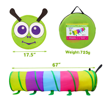 PigPigPen Pop Up Play Tunnel Tent for Toddlers Babies or Dogs, Indoor & Outdoor Toys for Kids Backyard Playset. (Red,Yellow,Blue)