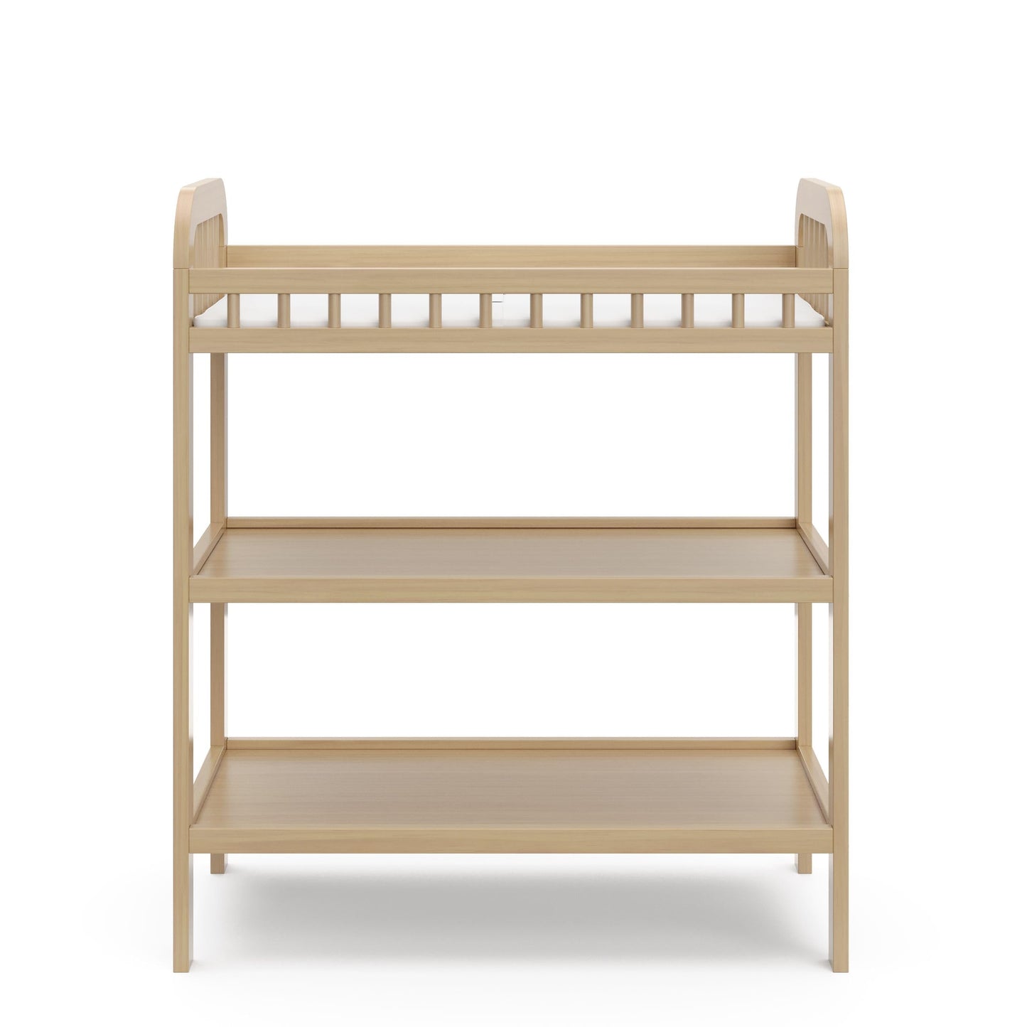 Storkcraft Pasadena Changing Table with Water-Resistant Changing Pad (Driftwood) - GREENGUARD Gold Certified, Includes Bonus Water-Resistant Changing Pad with Safety Strap, 2 Open Shelves