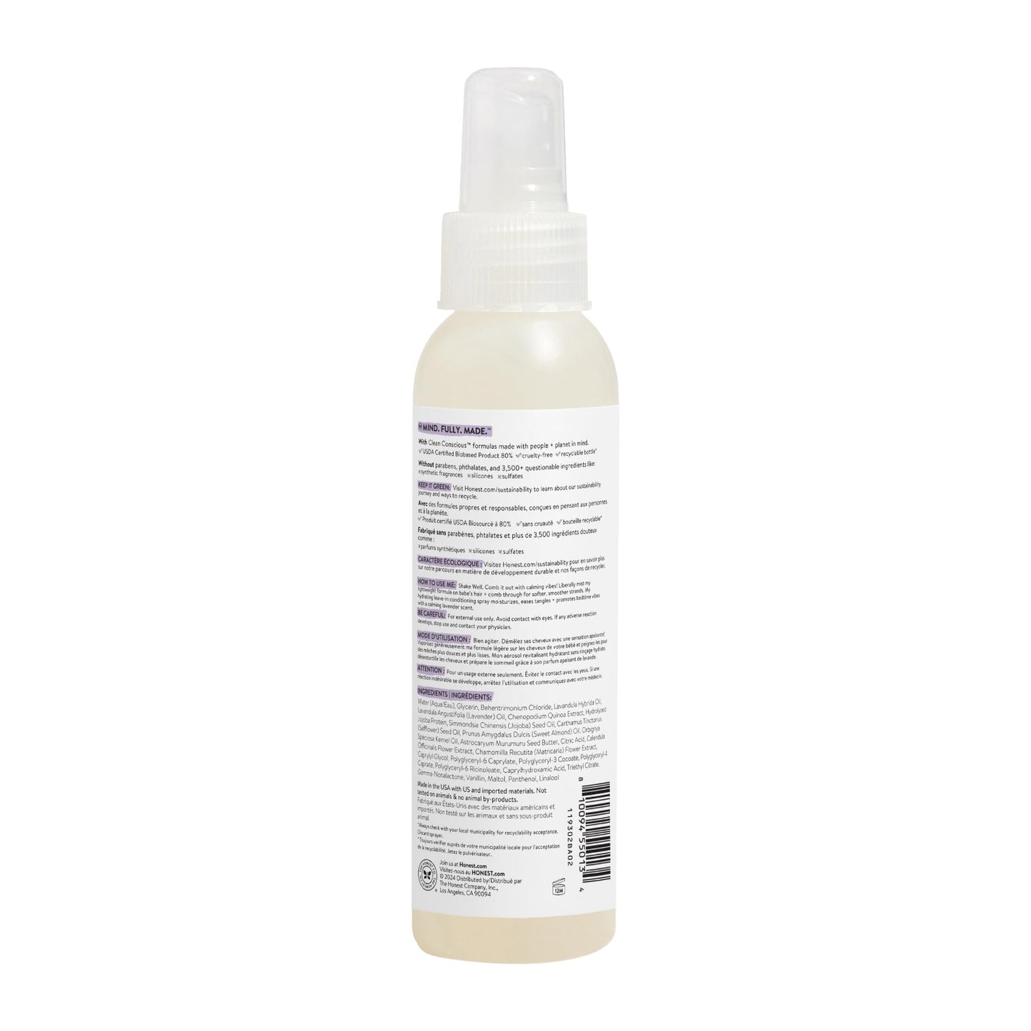 The Honest Company Conditioning Hair Detangler | Leave-in Conditioner + Fortifying Spray | Tear-free, Cruelty-Free, Hypoallergenic | Citrus Vanilla Refresh, 4 fl oz