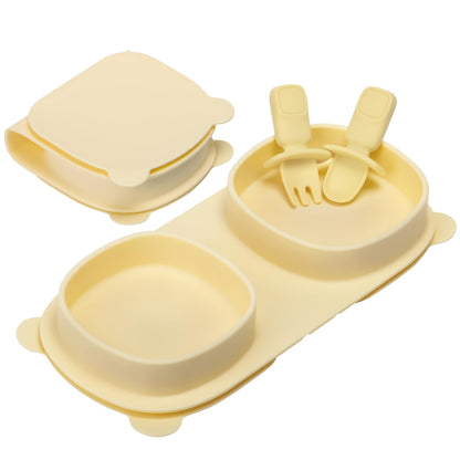 Silicone Foldable Novelty Dinner Plates,Baby Plates Travel Essential with Forks and Spoons,Microwave & Dishwasher SafeWatermelon