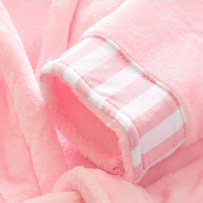 Unisex Baby Plush Bathrobe, Toddler Baby Boys Girls Cute Cartoon Animal Face Robe Flannel Hooded Fleece Bathrobe