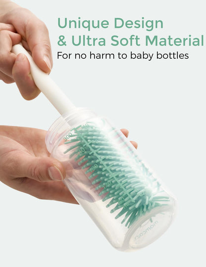 Momcozy Bottle Brush Kit, Innovative Push-Press Design for Better Cleaning - Baby Bottle Cleaner Brush for Baby Bottle, Breast Pumps, Nipples, and More - Can Generate Foam for Better Cleaning, Pink
