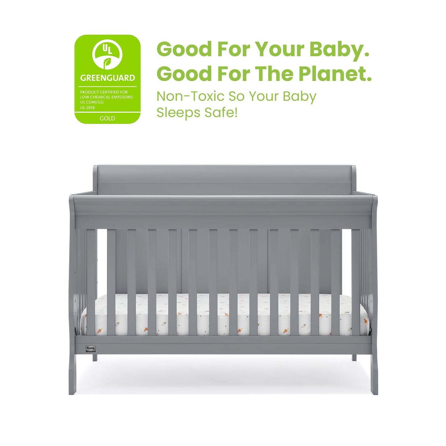 Delta Children Simmons Kids Carter 6-in-1 Convertible Crib - Greenguard Gold Certified, Black Ebony