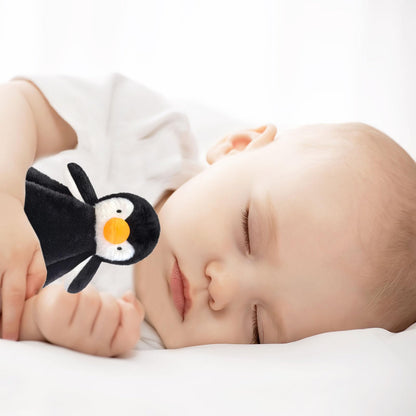 Baby Gray Penguin Soft Stuffed Animal Security Blanket, Plush Penguin Character Lovey Blanket, Baby Shower/Nursery Gift, Newborn Infant Toddler Snuggle Blankie for Girls Boys, 14 Inches