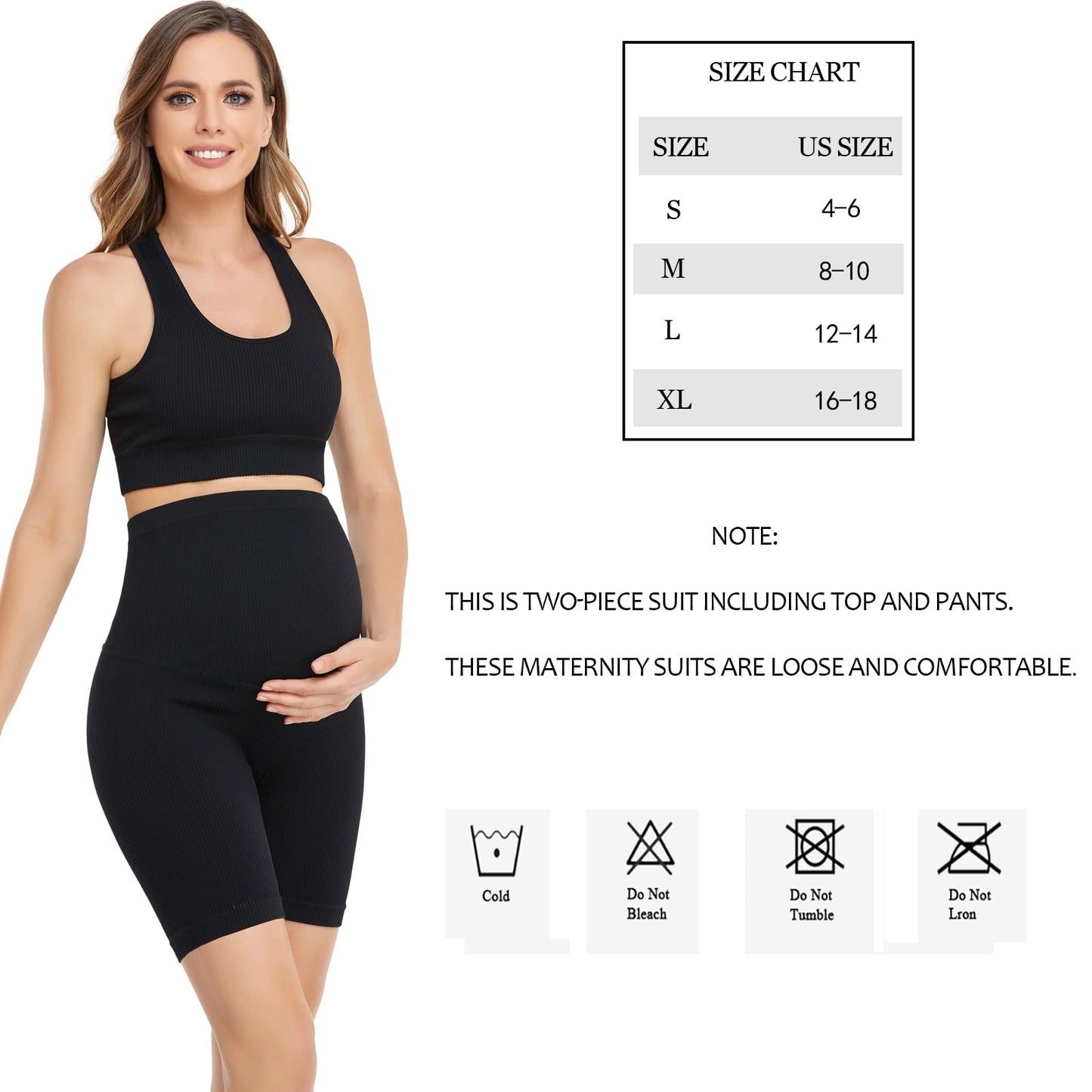 Women's Maternity 2 Piece Outfit Set - Bra & Shorts for Pregnancy - Yoga workout Lounge Wear Sets