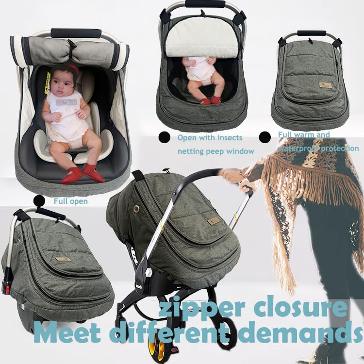 Winter Carseat Cover for Baby Cold-Weather Shield Protection - Baby Car Seat Cover for Infant Car Seat,Waterproof and Windproof Canopy CarSeat Covers for Baby Warm and Cozy Car Seat Covers