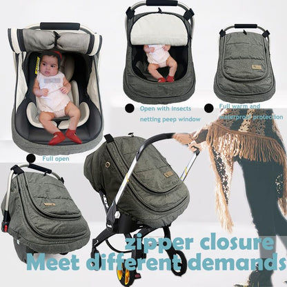 Winter Carseat Cover for Baby Cold-Weather Shield Protection - Baby Car Seat Cover for Infant Car Seat,Waterproof and Windproof Canopy CarSeat Covers for Baby Warm and Cozy Car Seat Covers
