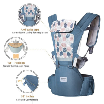 6-in-1 Baby Carrier - Newborn to Toddler, Hip Seat Lumbar Support, 7-41 lbs, All Seasons & Positions, Adjustable Size for Shopping, Hiking, Travelling