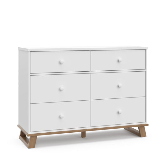 Storkcraft Modern Nursery Changing Table Dresser (White with White) – GREENGUARD Gold Certified, Dresser for Nursery, Changing Table With Drawers