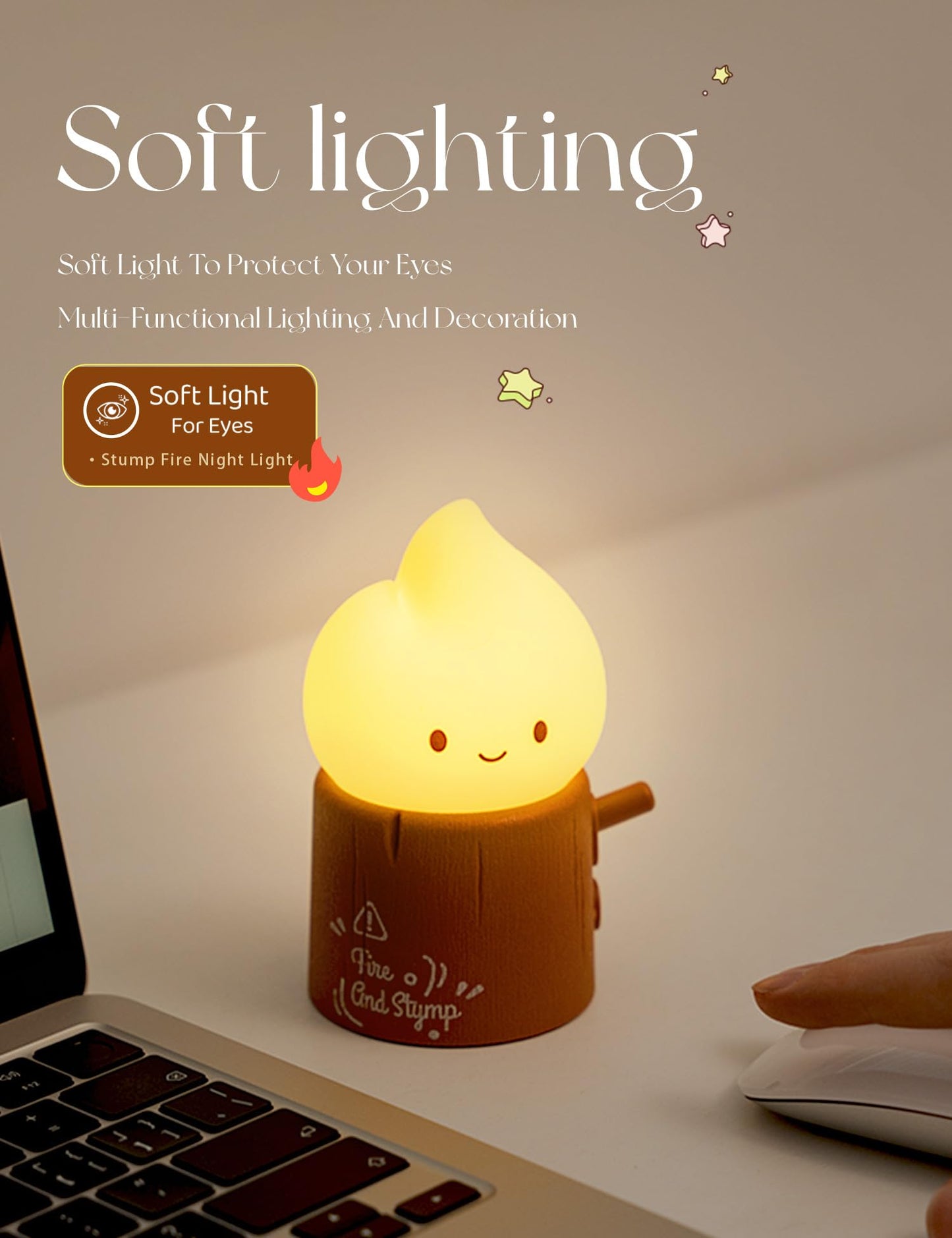Cute Chibi Flame Lamp, Anime Cozy Lights, Retro Rechargeable Night Light, Decor, Cute Desk Accessories, Gifts